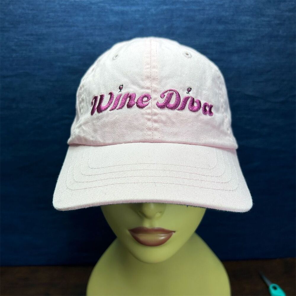 Wine Diva Pink Embroidered Baseball Cap Adjustable Lifestyles by Magic Headwear